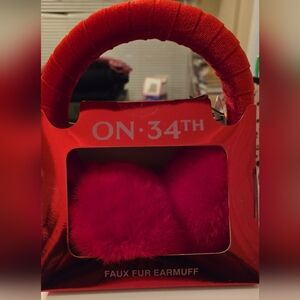 ON 34th Red Faux Fur Earmuffs